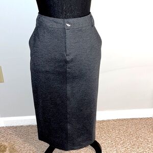 NWT 209 Brand charcoal grey skirt long stretch fabric zip front with pockets